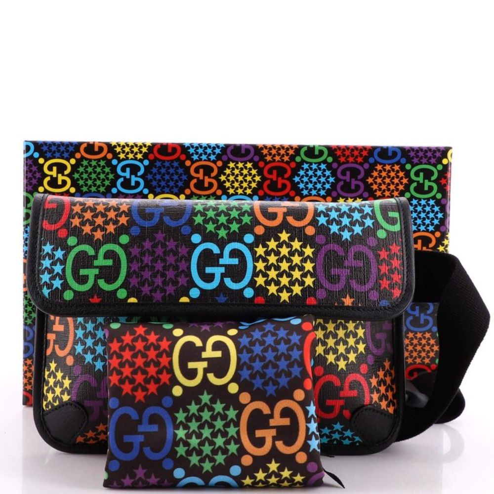 Gucci Belt Bag Psychedelic Print GG Coated Canvas Black, Multicolor - Picture 2 of 7
